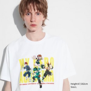 White Men Uniqlo My Hero Academia Ut (Short-sleeve Graphic) T Shirts | USA ZXQAO-3728