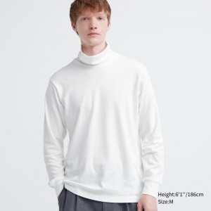 White Men Uniqlo Soft Brushed Turtleneck Long-sleeve T Shirts | USA ONUFX-3146