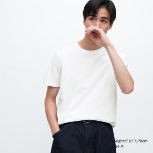 White Men Uniqlo Supima® Cotton Crew Neck Short-sleeve T Shirts | USA ZOJRV-5704