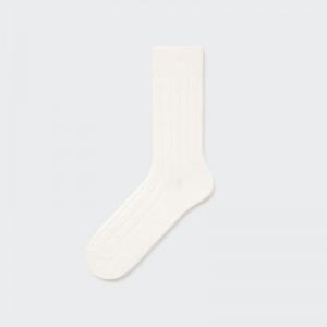 White Men Uniqlo Wide-ribbed Socks | USA QKECS-8107