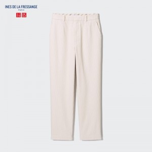 White Women Uniqlo Corduroy Tapered Ankle Pants | USA KFDQS-0726