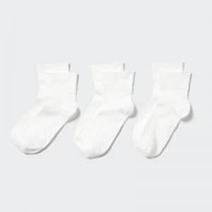 White Women Uniqlo Crew Tapered (3 Pairs) Socks | USA SNYRI-8673