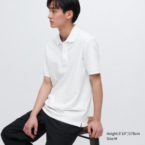 White Women Uniqlo Dry Pique Short-sleeve Polo Shirts | USA NWMKI-9821