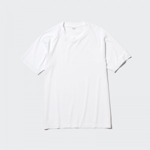 White Women Uniqlo Dry-ex Crew Neck Short-sleeve (Printed) T Shirts | USA JHBQR-4103