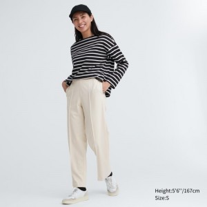 White Women Uniqlo Easy Wide Straight Pants | USA MVDAN-3146