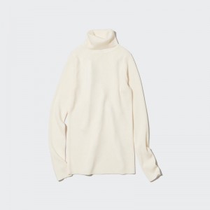 White Women Uniqlo Extra Fine Merino Ribbed Turtleneck Long-sleeve Sweaters | USA MXEZW-1830