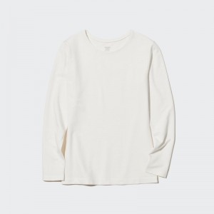 White Women Uniqlo Heattech Cotton Crew Neck Long-sleeve (Extra Warm) T Shirts | USA ABWLY-8726