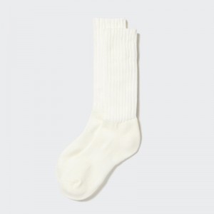 White Women Uniqlo Heattech Ribbed Pile Socks | USA CZXIW-5264