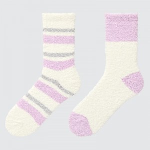 White Women Uniqlo Heattech Soft Fluffy (2 Pairs) Socks | USA KIRNQ-0632