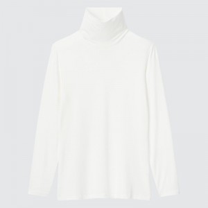 White Women Uniqlo Heattech Turtleneck Long-sleeve T Shirts | USA XKRZE-6438