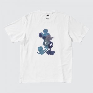 White Women Uniqlo Mickey Stands Ut (Short-sleeve Graphic) T Shirts | USA RZXNU-8956