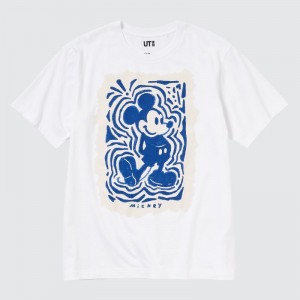 White Women Uniqlo Mickey Stands Ut (Short Sleeve Graphic) T Shirts | USA JFYDO-1597