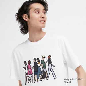 White Women Uniqlo Peace For All (Julian Opie) (Short-sleeve Graphic) T Shirts | USA WPREH-0384