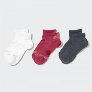 White Women Uniqlo Short 3 Pack (Sports/Piled) Socks | USA DRAVJ-5362