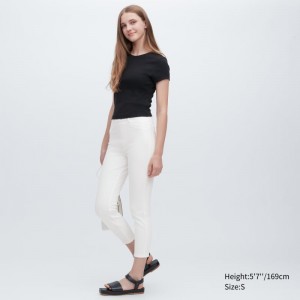 White Women Uniqlo Ultra Stretch High-rise Cropped Leggings Pants | USA PEFJV-4621