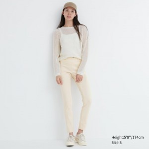 White Women Uniqlo Ultra Stretch Leggings Pants | USA TMBEU-8052