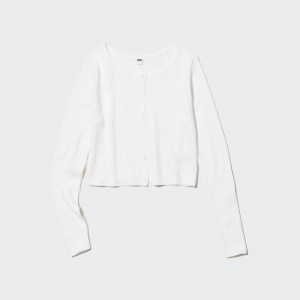 White Women Uniqlo Uv Protection Crew Neck Cropped Cardigan | USA LMSUR-6593