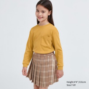 Yellow Kids Uniqlo Soft Brushed Crew Neck Long-sleeve T Shirts | USA MGUKR-3605