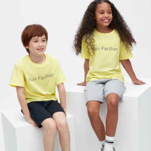 Yellow Kids Uniqlo Ultra Stretch Dry-ex Crew Neck Graphic Short-sleeve T Shirts | USA ZNVUK-3415