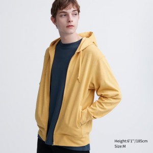 Yellow Men Uniqlo Airism Uv Protection Full-zip Hoodie | USA WEGOD-6914