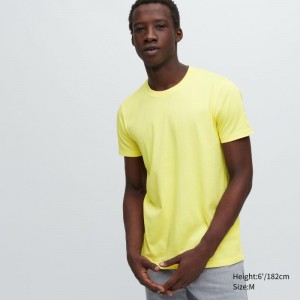 Yellow Men Uniqlo Dry Crew Neck Short-sleeve Color T Shirts | USA GKRLY-2734