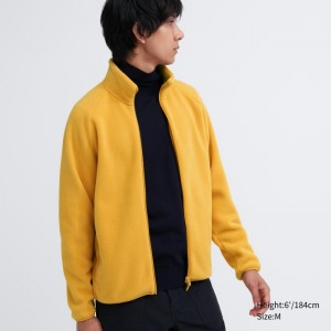 Yellow Men Uniqlo Fleece Long-sleeve Full-zip Jackets | USA QSKOP-1768