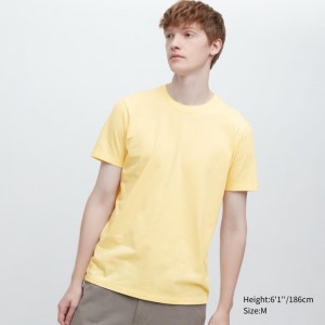 Yellow Men Uniqlo Supima® Cotton Crew Neck Short-sleeve T Shirts | USA WYXCD-0816