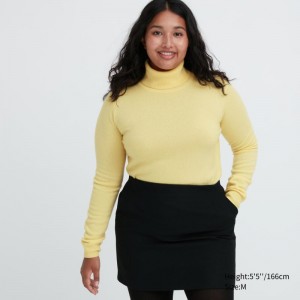 Yellow Women Uniqlo Cashmere Turtleneck Long-sleeve Sweaters | USA HWPVF-3018