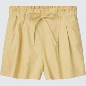 Yellow Women Uniqlo Linen-cotton Shorts | USA PSQCJ-8560