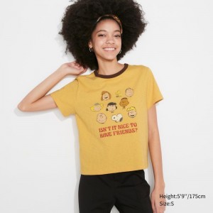 Yellow Women Uniqlo Love Sunshine & Peanuts Ut (Short-sleeve Graphic) T Shirts | USA GMYPS-8791