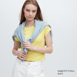 Yellow Women Uniqlo Mini Short-sleeve T Shirts | USA JKYVS-2138