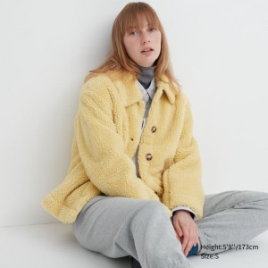 Yellow Women Uniqlo Pile-lined Fleece Jackets | USA EBROM-9071