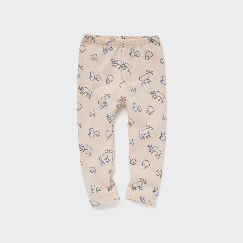 Beige Baby Uniqlo Fleece (Moose) Leggings | USA LTRYH-4759