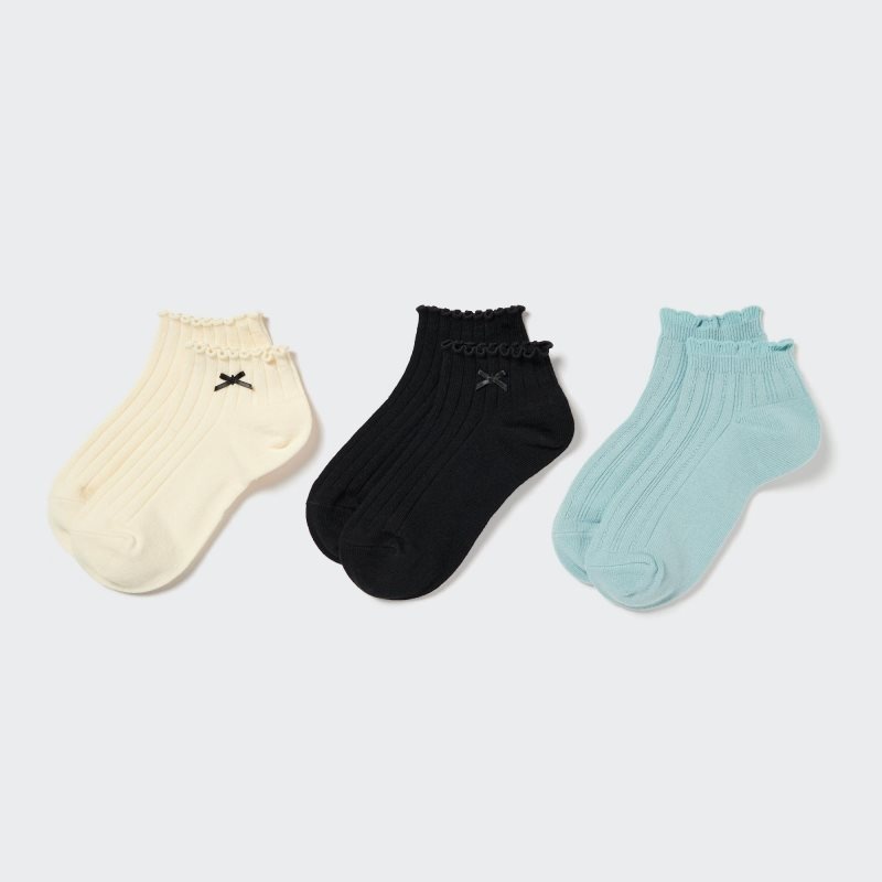 Beige Kids Uniqlo Short 3 Pack Socks | USA PTEDY-3864