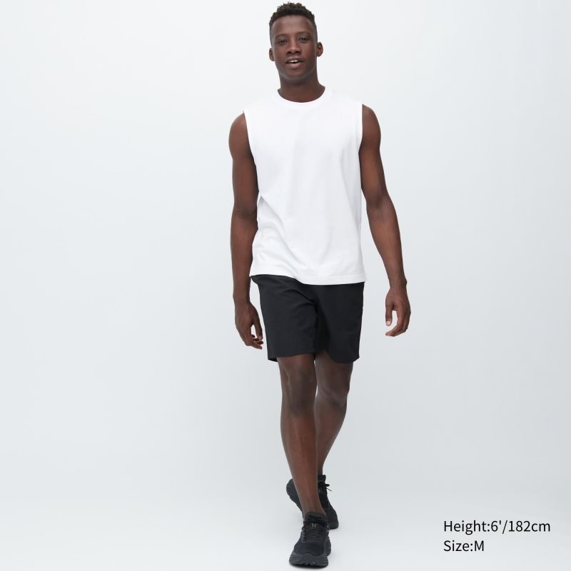 Beige Men Uniqlo Airism Cotton Sleeveless T Shirts | USA CLSYP-6273