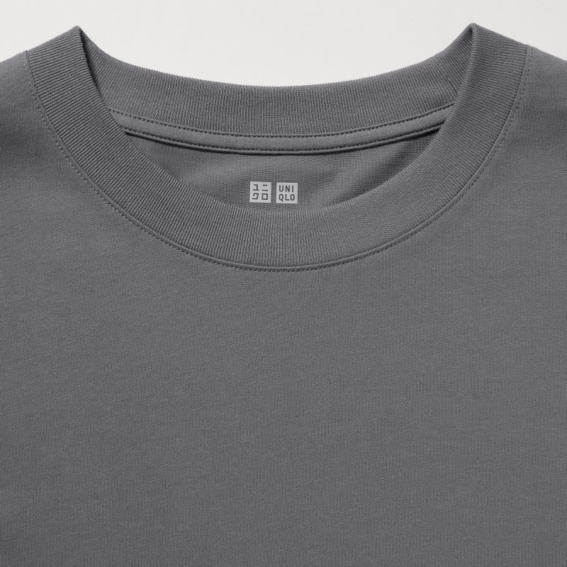 Beige Men Uniqlo Airism Cotton Uv Protection Crew Neck T Shirts | USA WKADU-0253