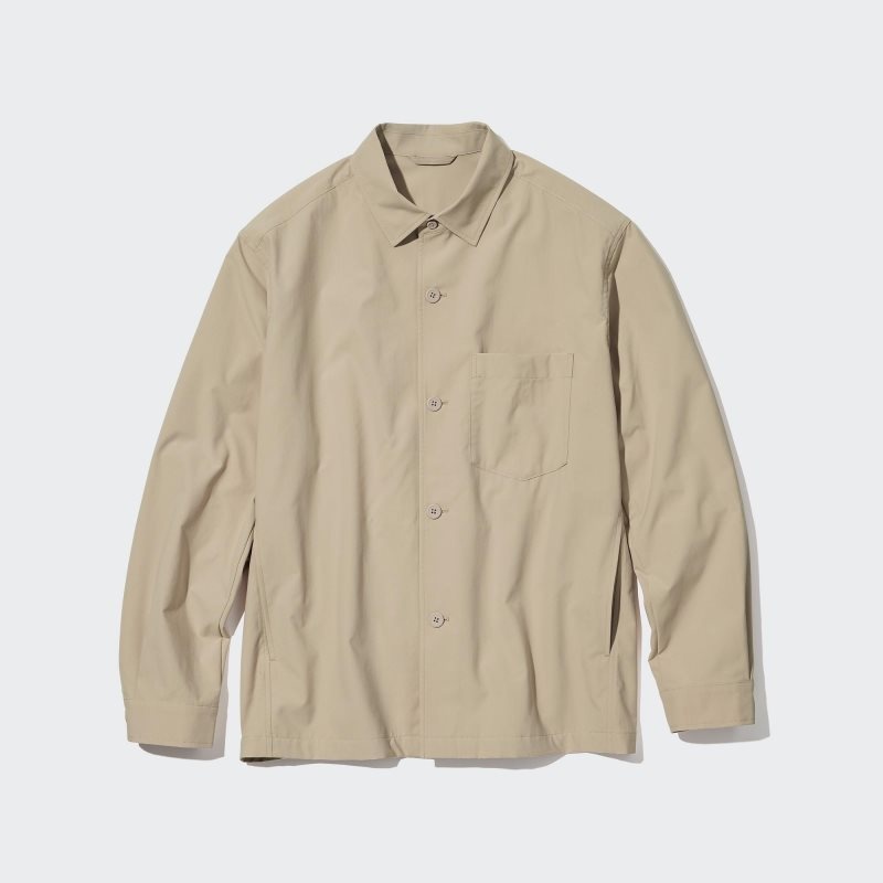 Beige Men Uniqlo Airsense Shirt (Ultra Light Shirt) Jackets | USA DIYFV-8135