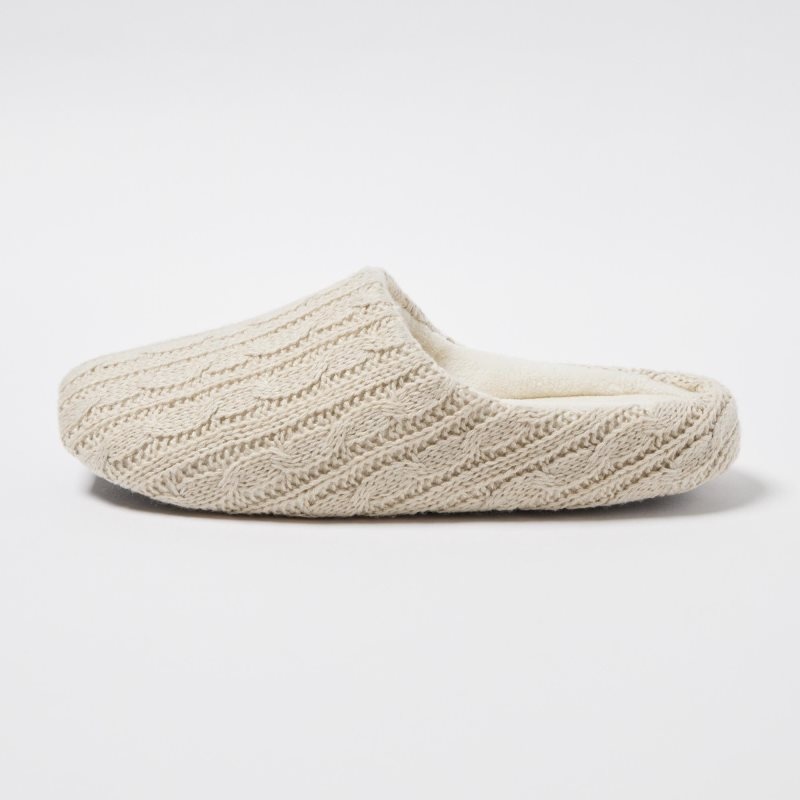 Beige Men Uniqlo Cable Knit (Rubber Sole) Slippers | USA SRXCU-1678