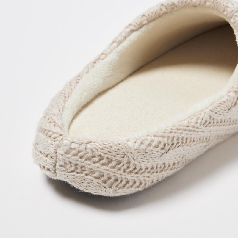 Beige Men Uniqlo Cable Knit (Rubber Sole) Slippers | USA SRXCU-1678