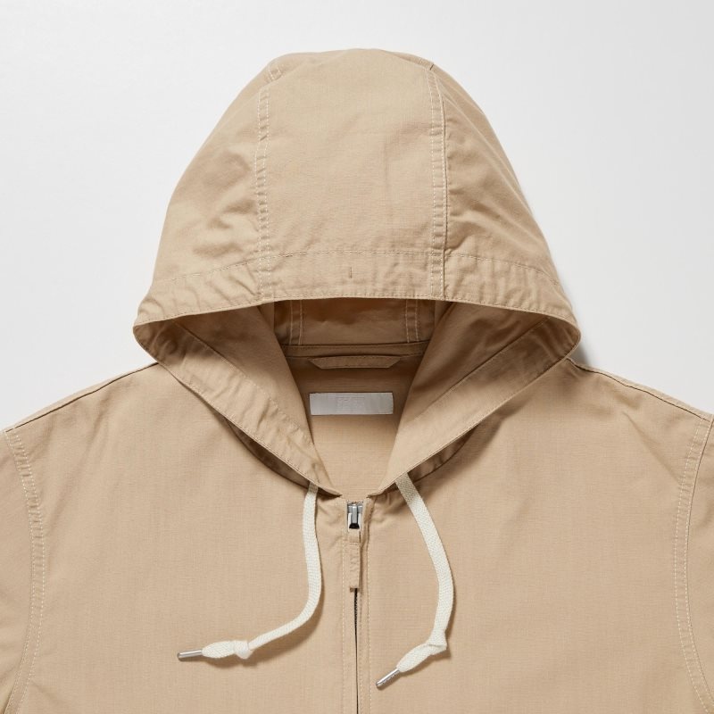 Beige Men Uniqlo Cotton Parka | USA UMHNA-6925