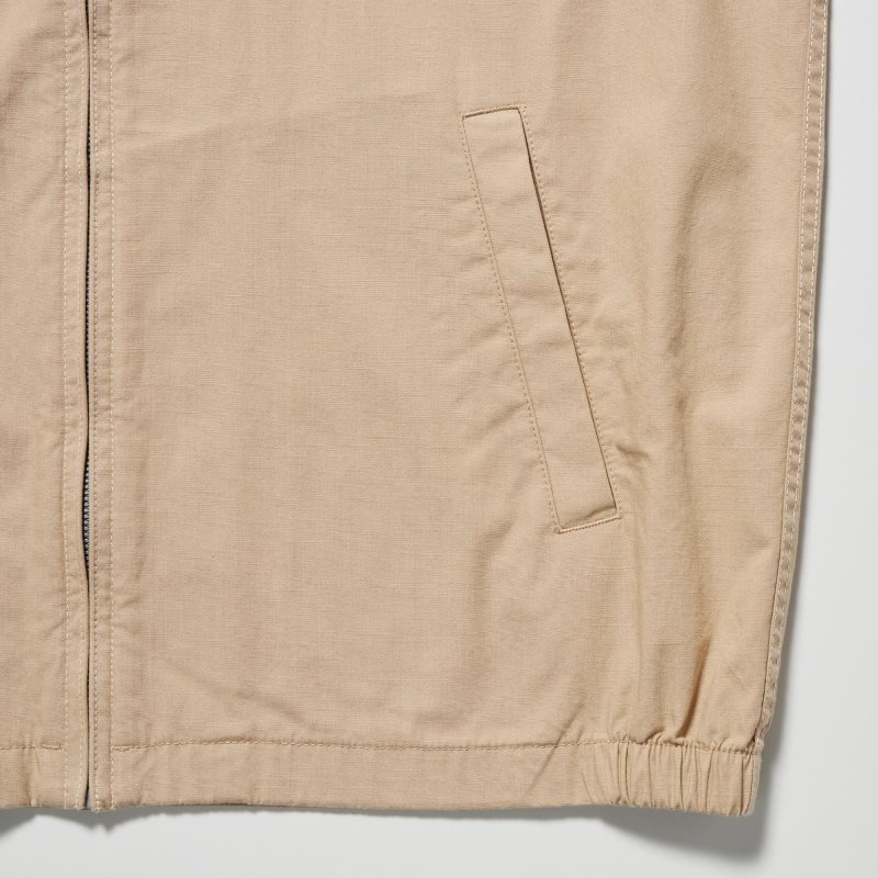 Beige Men Uniqlo Cotton Parka | USA UMHNA-6925