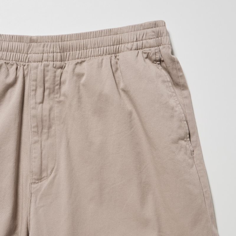 Beige Men Uniqlo Cotton Relaxed Ankle Pants | USA IJDUS-5087