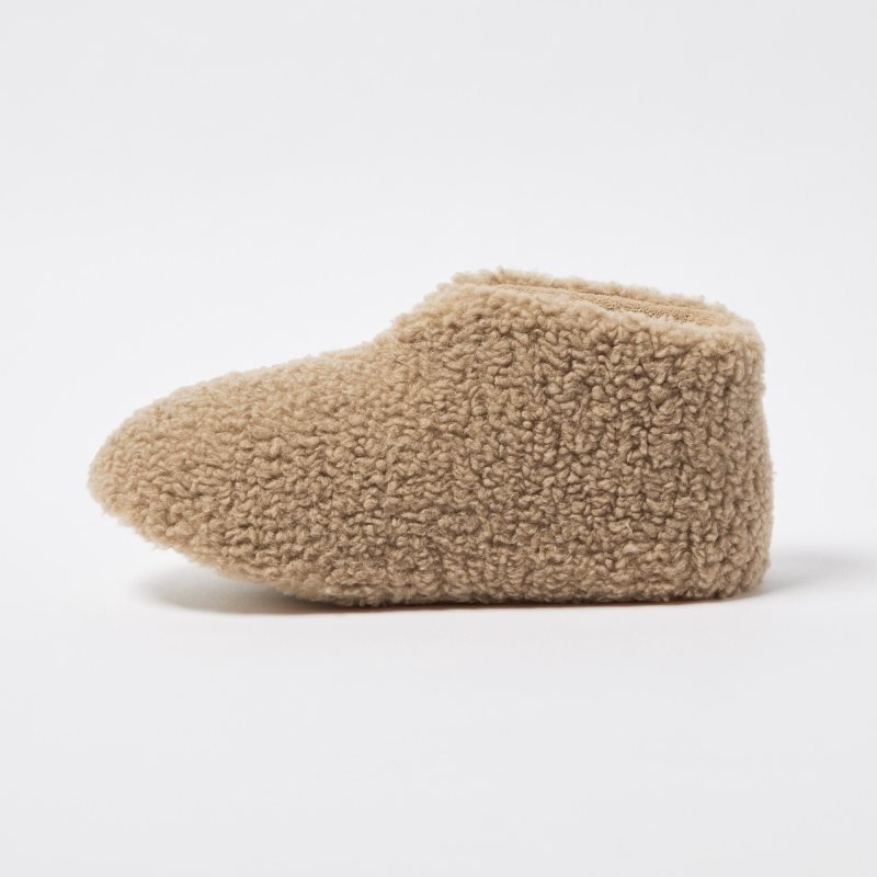 Beige Men Uniqlo Fleece Room Faux Shearling Fleece Slippers | USA TVWPL-7294