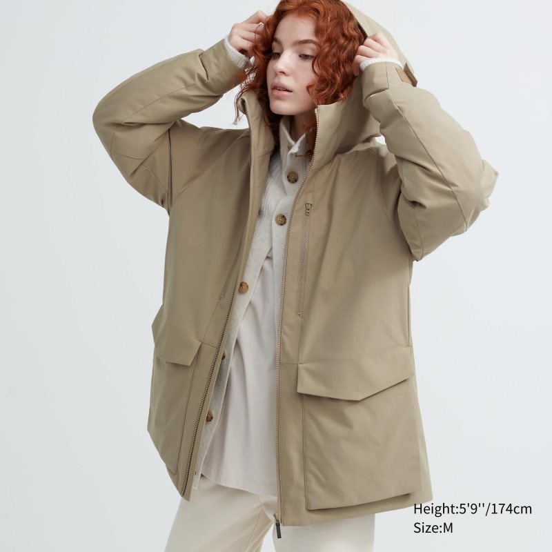 Beige Men Uniqlo Hybrid Down (3d Cut) Parka | USA FSCZD-0263