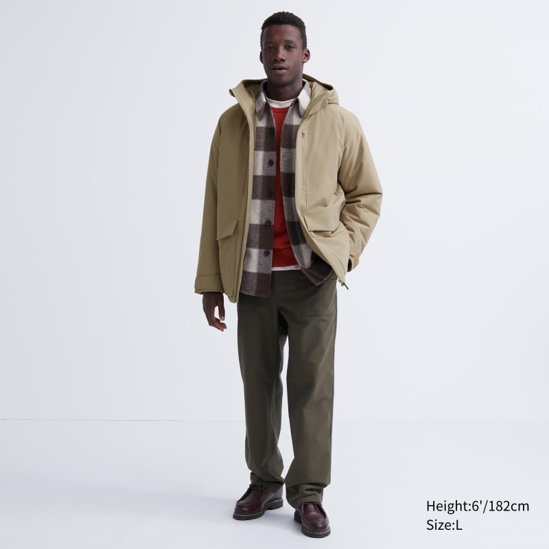 Beige Men Uniqlo Hybrid Down (3d Cut) Parka | USA FSCZD-0263