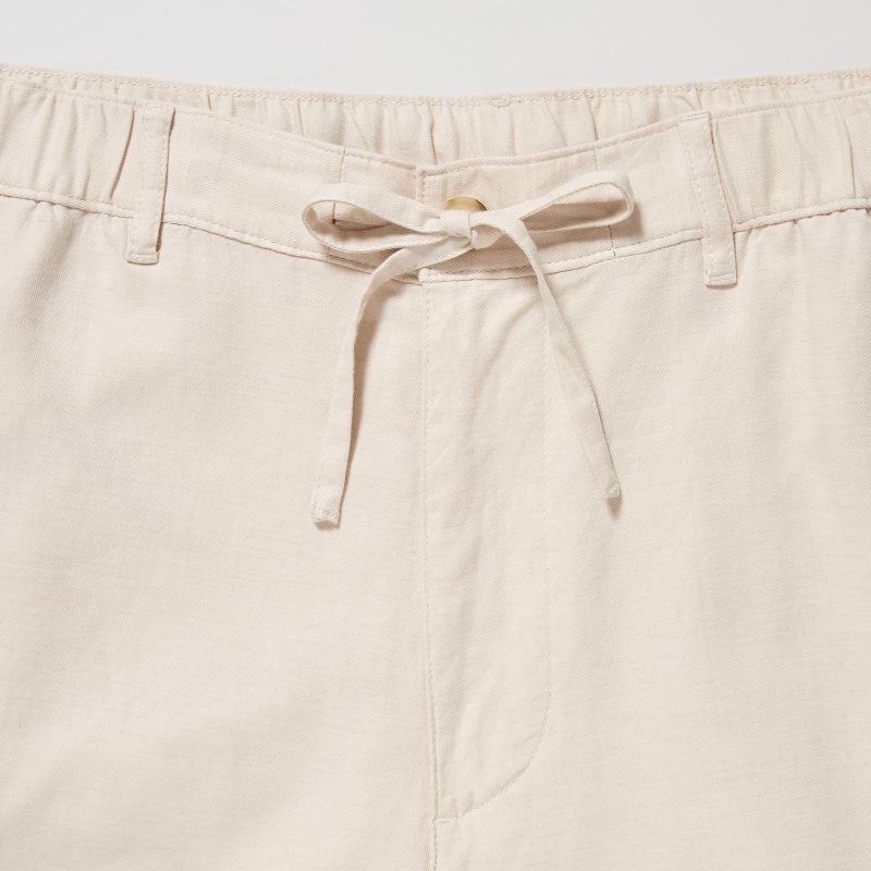 Beige Men Uniqlo Linen Blend Relaxed Pants | USA RDFQL-4251