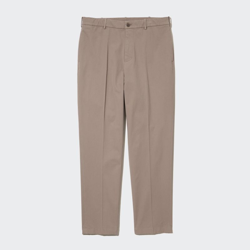 Beige Men Uniqlo Smart Ankle (2-way Stretch, Cotton,Tall) Pants | USA MZUXW-1390