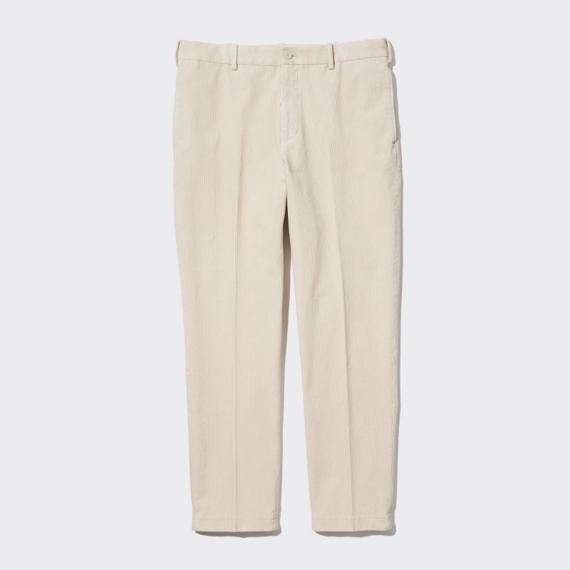 Beige Men Uniqlo Smart Ankle (2-way Stretch Corduroy, Tall) Pants | USA EFLGJ-7490