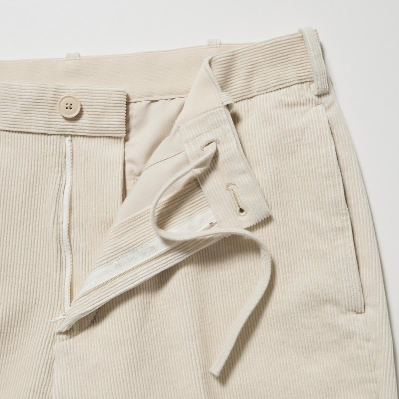 Beige Men Uniqlo Smart Ankle (2-way Stretch Corduroy, Tall) Pants | USA EFLGJ-7490