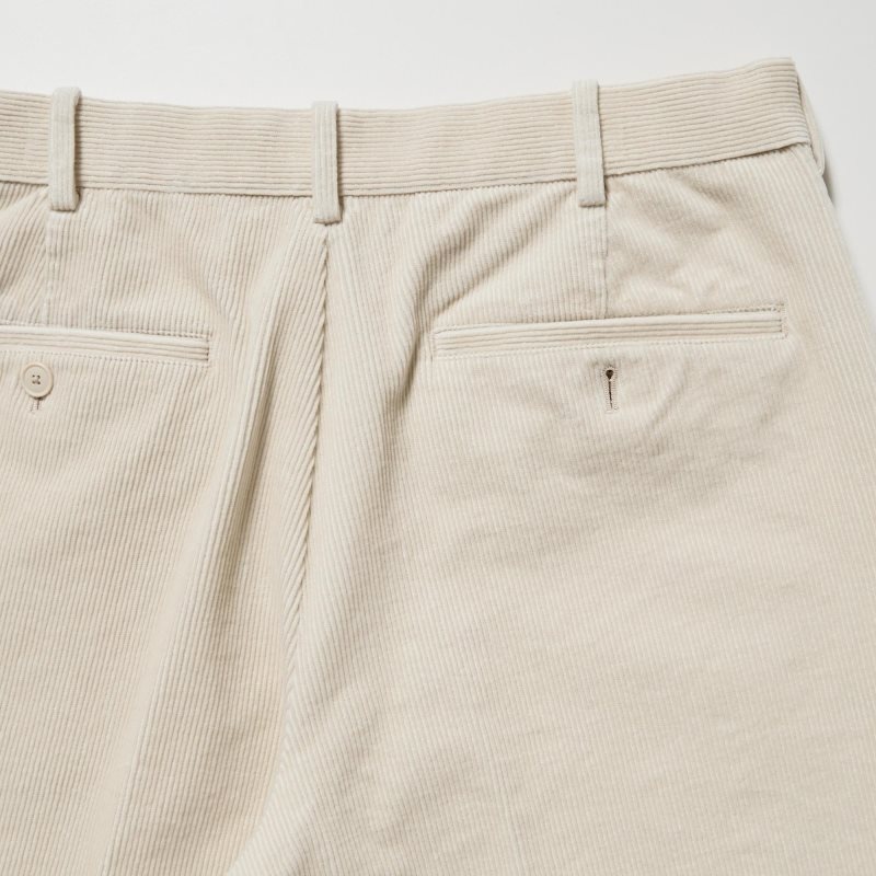 Beige Men Uniqlo Smart Ankle (2-way Stretch Corduroy, Tall) Pants | USA EFLGJ-7490